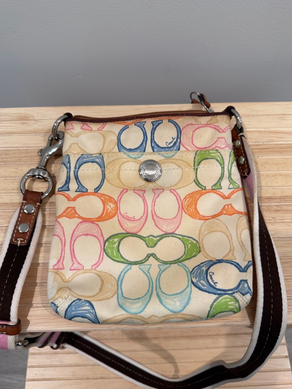 Coach Multicolor Signature Canvas Crossbody Bag